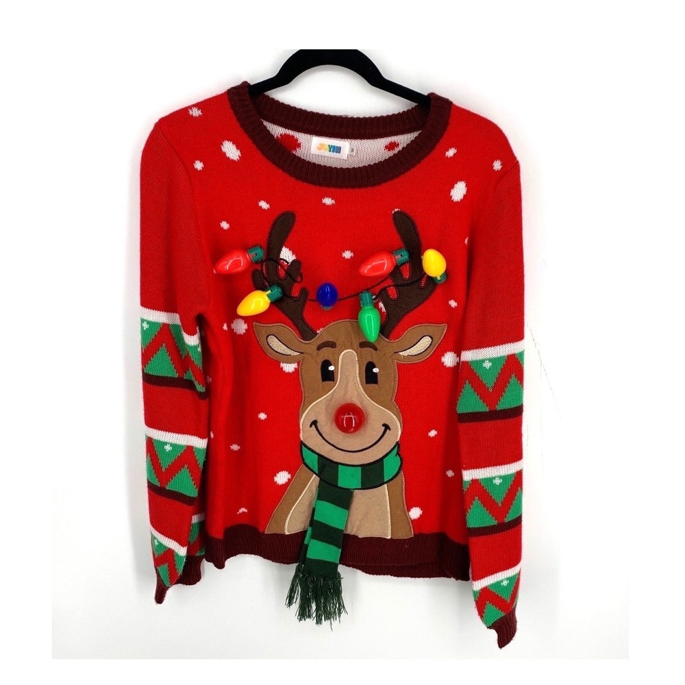 Joyin Reindeer Ugly Christmas Sweater Red Women Medium